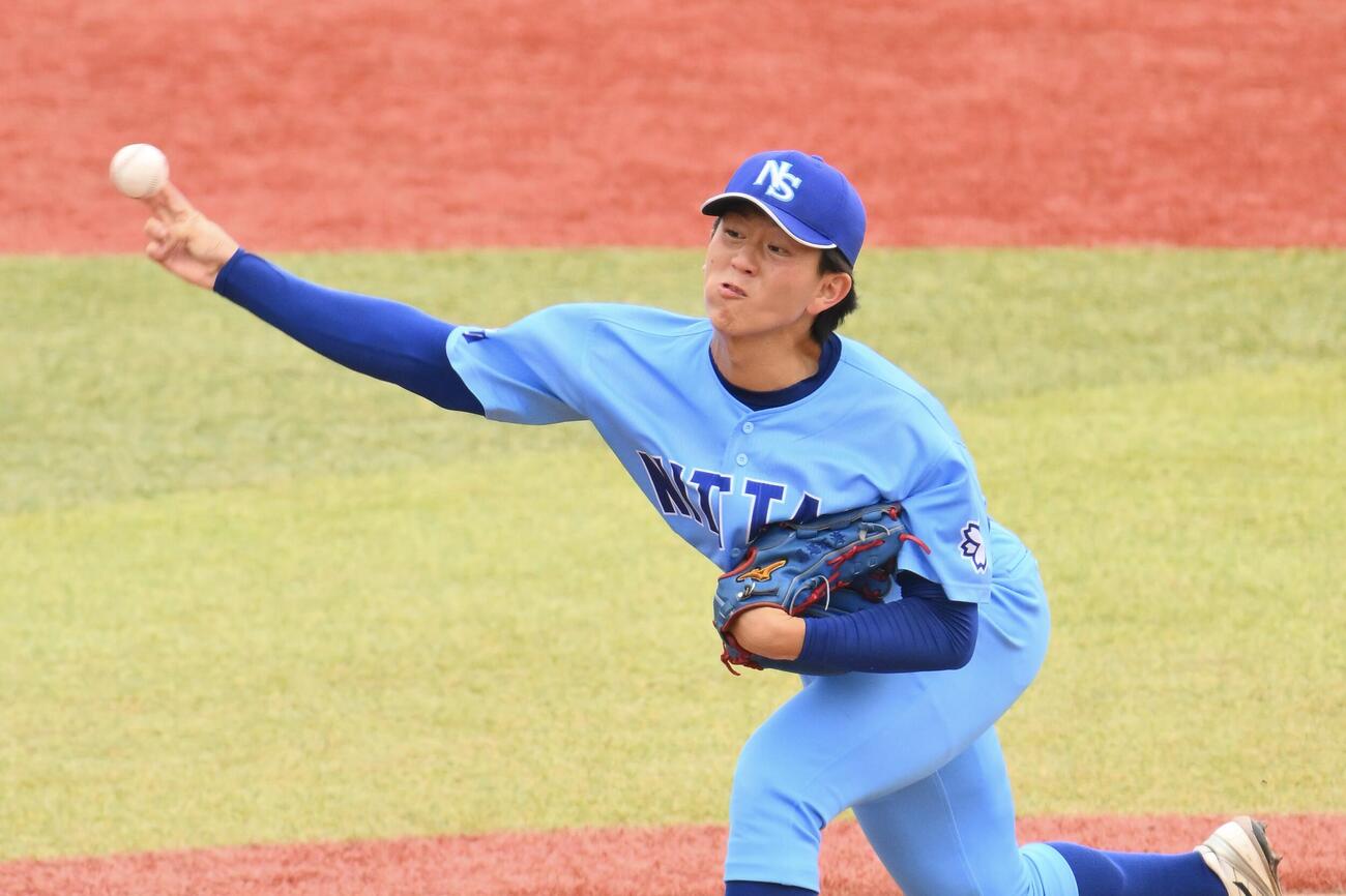 日体大対筑波大　日体大先発の阪神ドラフト2位馬場拓海（撮影・滝沢徹郎）