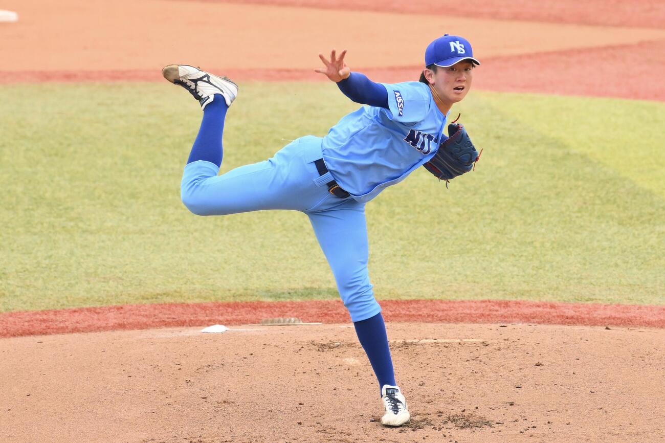 日体大対筑波大　日体大先発の阪神ドラフト2位馬場拓海（撮影・滝沢徹郎）