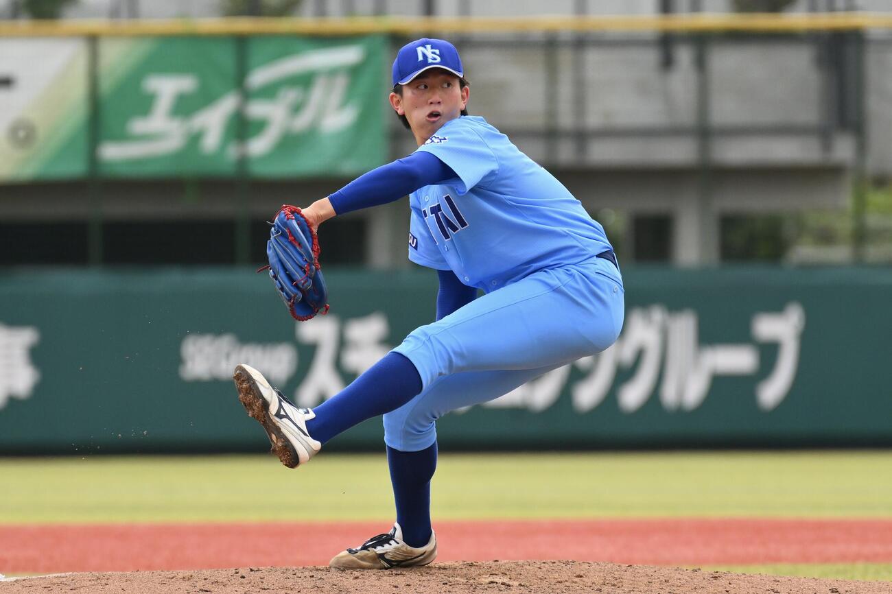 日体大対筑波大　日体大先発の阪神ドラフト2位馬場拓海（撮影・滝沢徹郎）
