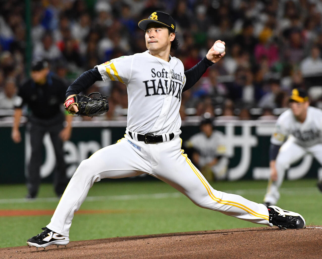 ソフトバンク対DeNA　ソフトバンク先発の松本晴（撮影・岩下翔太）