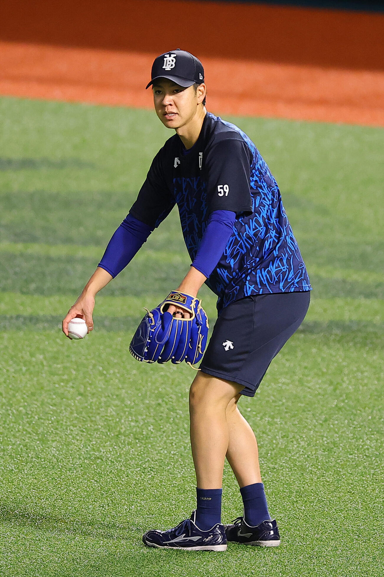 ソフトバンク対DeNA　みずほペイペイドームで調整する平良拳太郎（撮影・上田博志）
