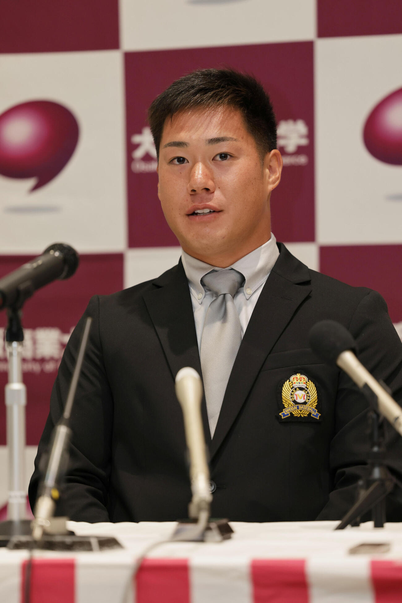 オリックスからドラフト3位指名された春山陽登は抱負を語る（2026年撮影）