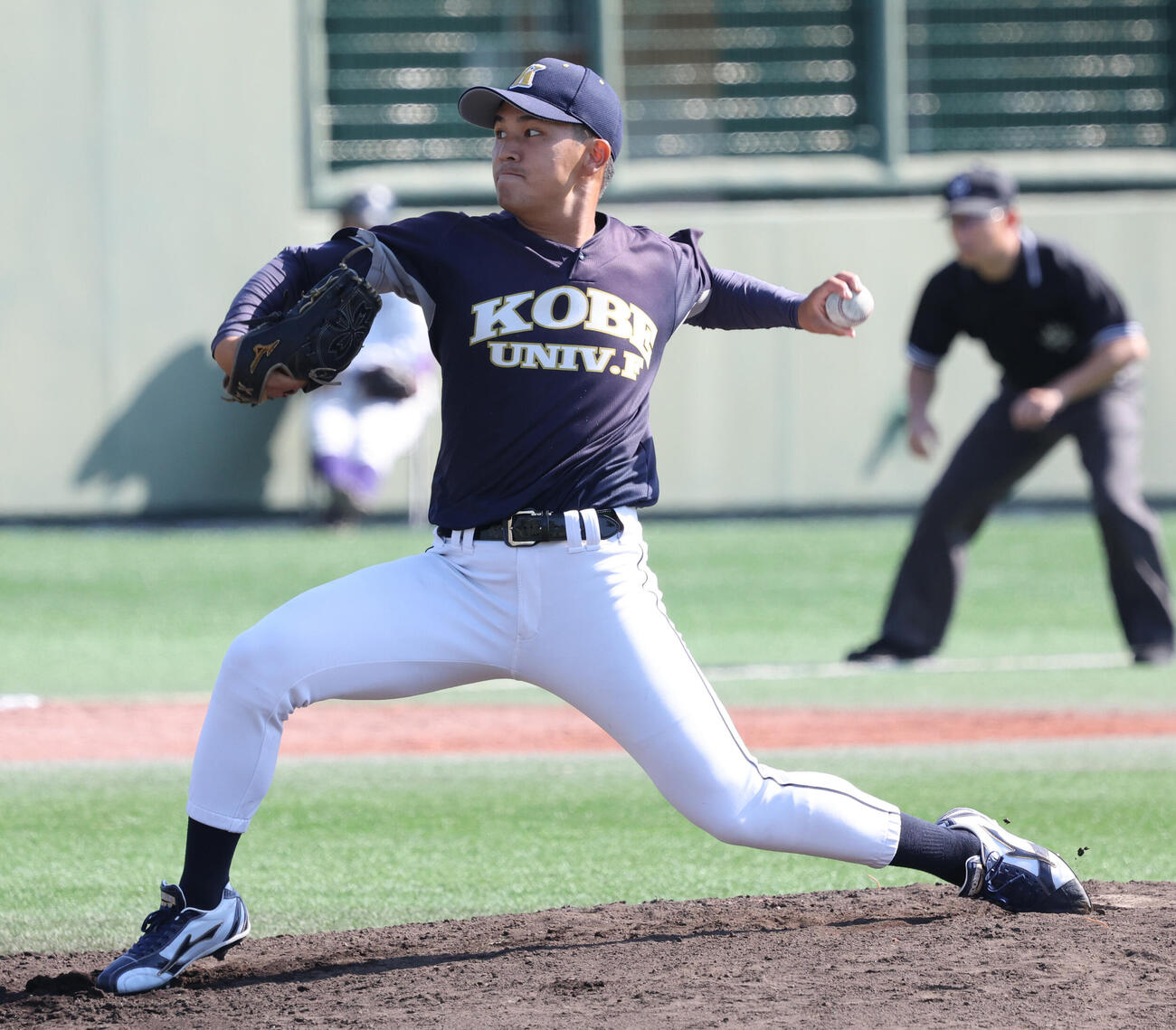 天理大対神戸医療未来大　最後を締めた神戸医療未来大の八田脩悟（撮影・西尾就之）