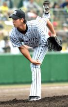 中日対阪神 阪神2番手の岩本(撮影・前岡正明)