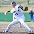 シート打撃に登板した野村（撮影・前岡正明）