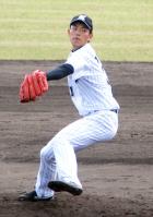シート打撃に登板したロッテ田中（撮影・古川真弥）