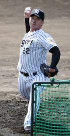 フリー打撃に初めて登板した呉昇桓（撮影・加藤哉）
