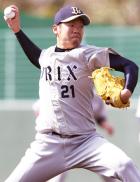 シート打撃に登板したオリックス西（撮影・今中雄樹）