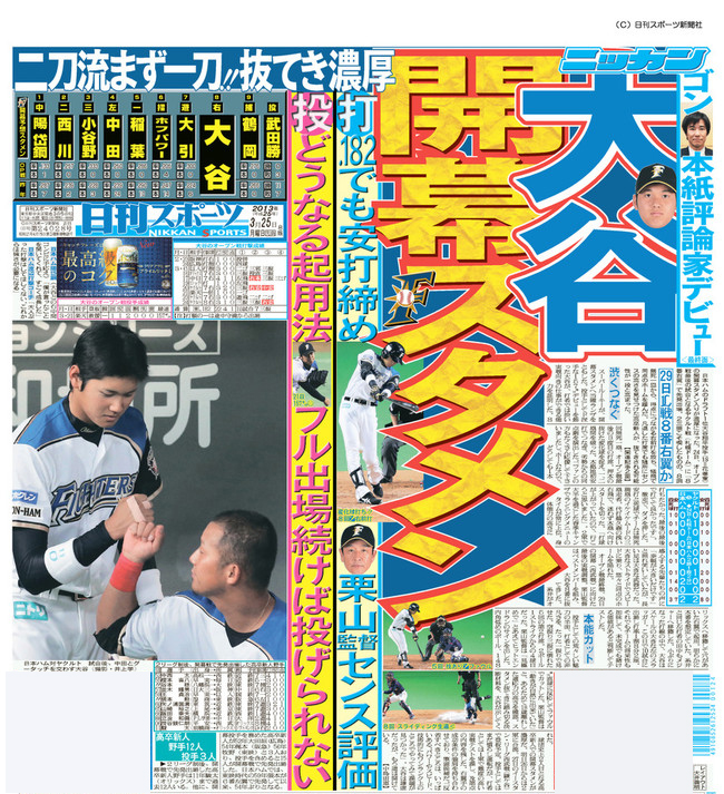 日本ハム大谷翔平、ルーキー開幕スタメン濃厚／復刻 - 野球 : 日刊スポーツ