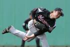 広島対ロッテ　練習試合で４回無失点の好投を見せた藤岡貴裕（撮影・藤尾明華）