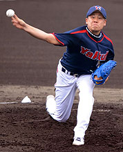 阪神との練習試合に先発した増渕（撮影・栗山尚久）