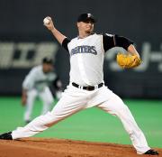 【日本ハム－阪神】日本ハム３番手で登板したウルフ（撮影・井上学）