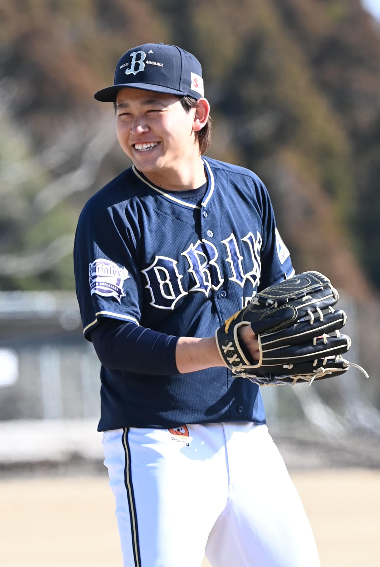 キャンプで最終調整するオリックス宮城（撮影・和賀正仁）