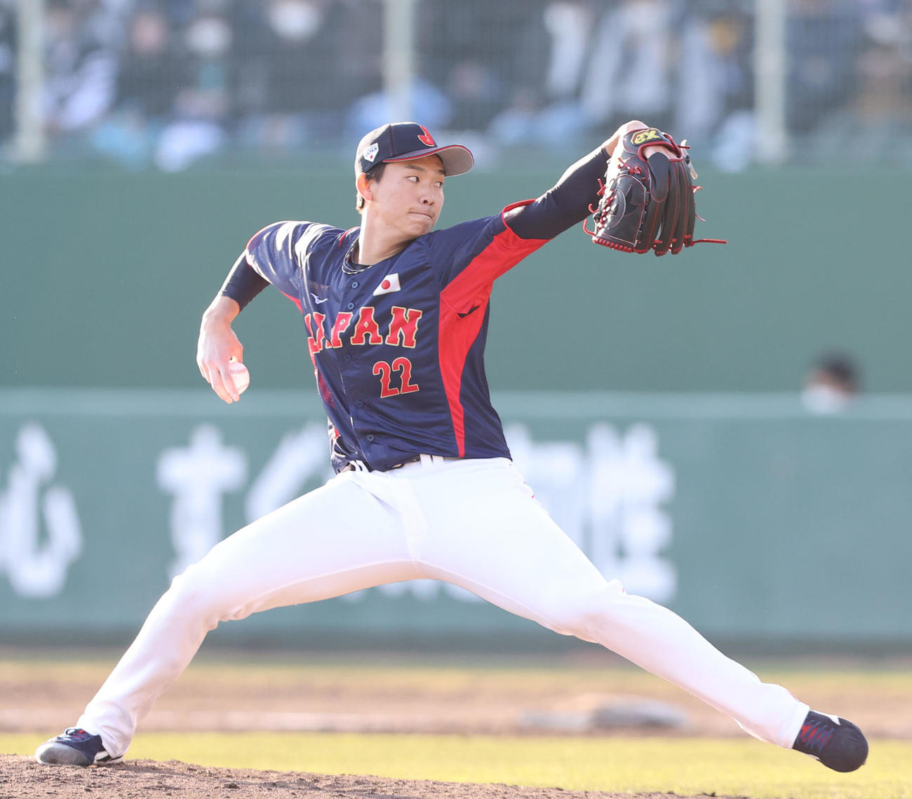 ソフトバンク対侍ジャパン　7回に登板した湯浅京己（撮影・梅根麻紀）