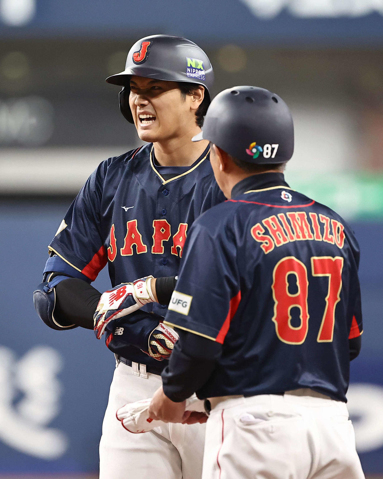 WBC強化試合　オリックス対侍ジャパン　1回裏侍ジャパン1死一塁、大谷は中前打を放つ（撮影・上田博志）