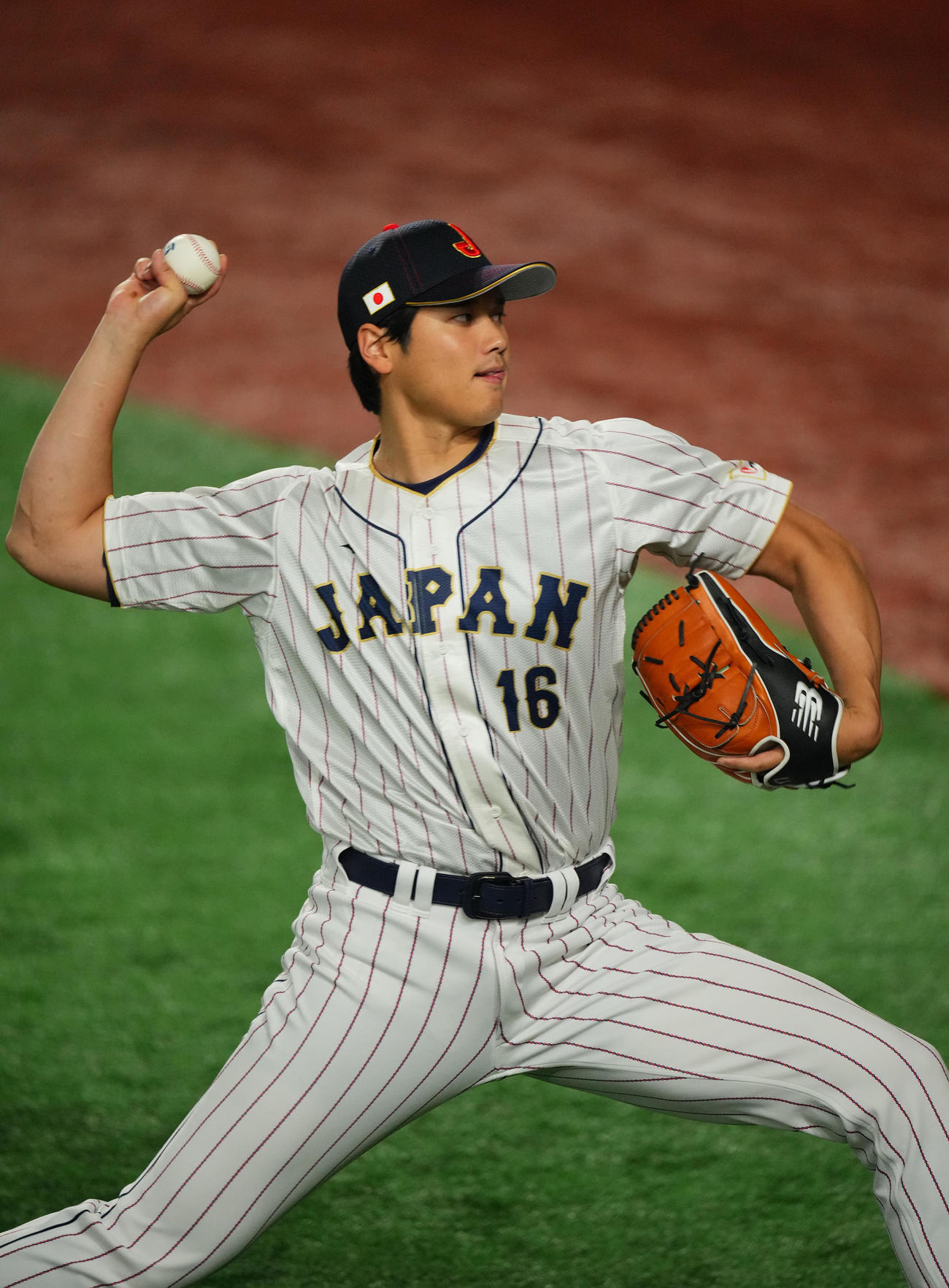前日練習で調整する大谷（撮影・垰建太）