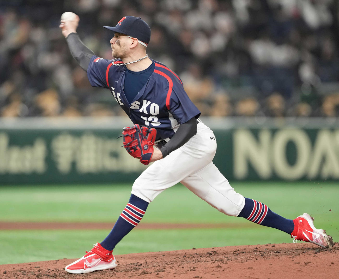 中国対チェコ　5回裏から2番手で登板したチェコのシュナイダー（撮影・鈴木みどり）