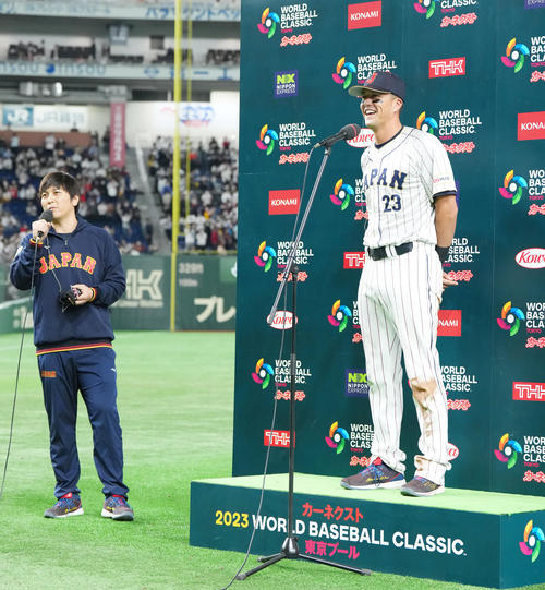 WBC】「一平さん」トレンド入り ヌートバーとお立ち台登場の水原一平