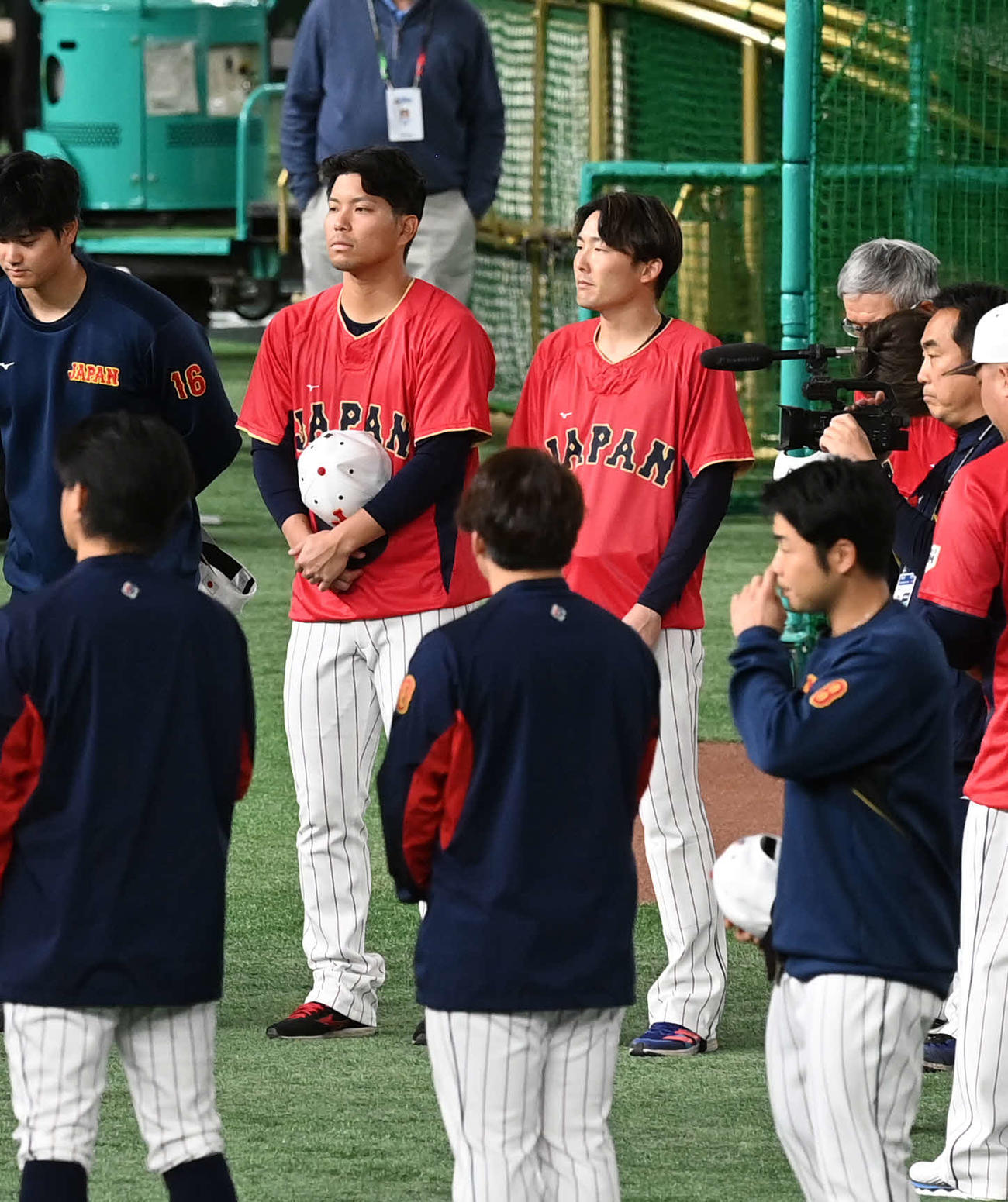 日本対チェコ　グラウンドに姿を見せた日本源田（撮影・たえ見朱実）