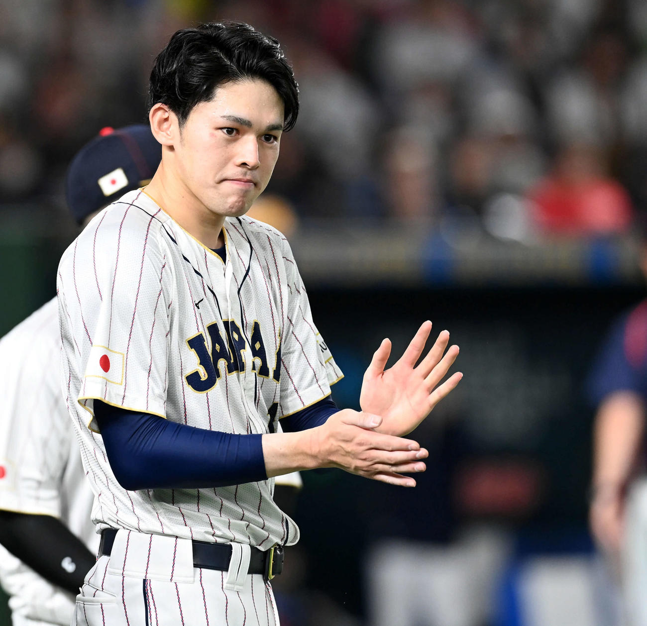 日本対チェコ　4回途中でマウンドを降りた佐々木（撮影・たえ見朱実）