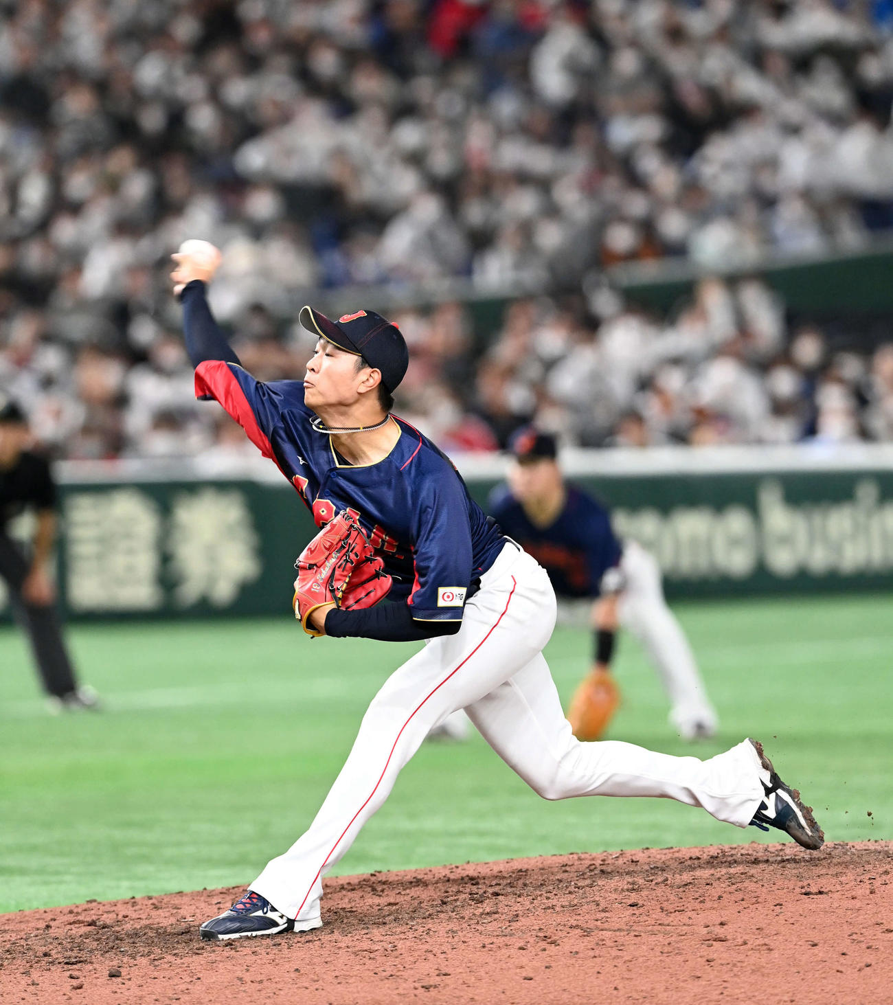 日本対オーストラリア　9回からマウンドに上がった高橋宏る（撮影・たえ見朱実）