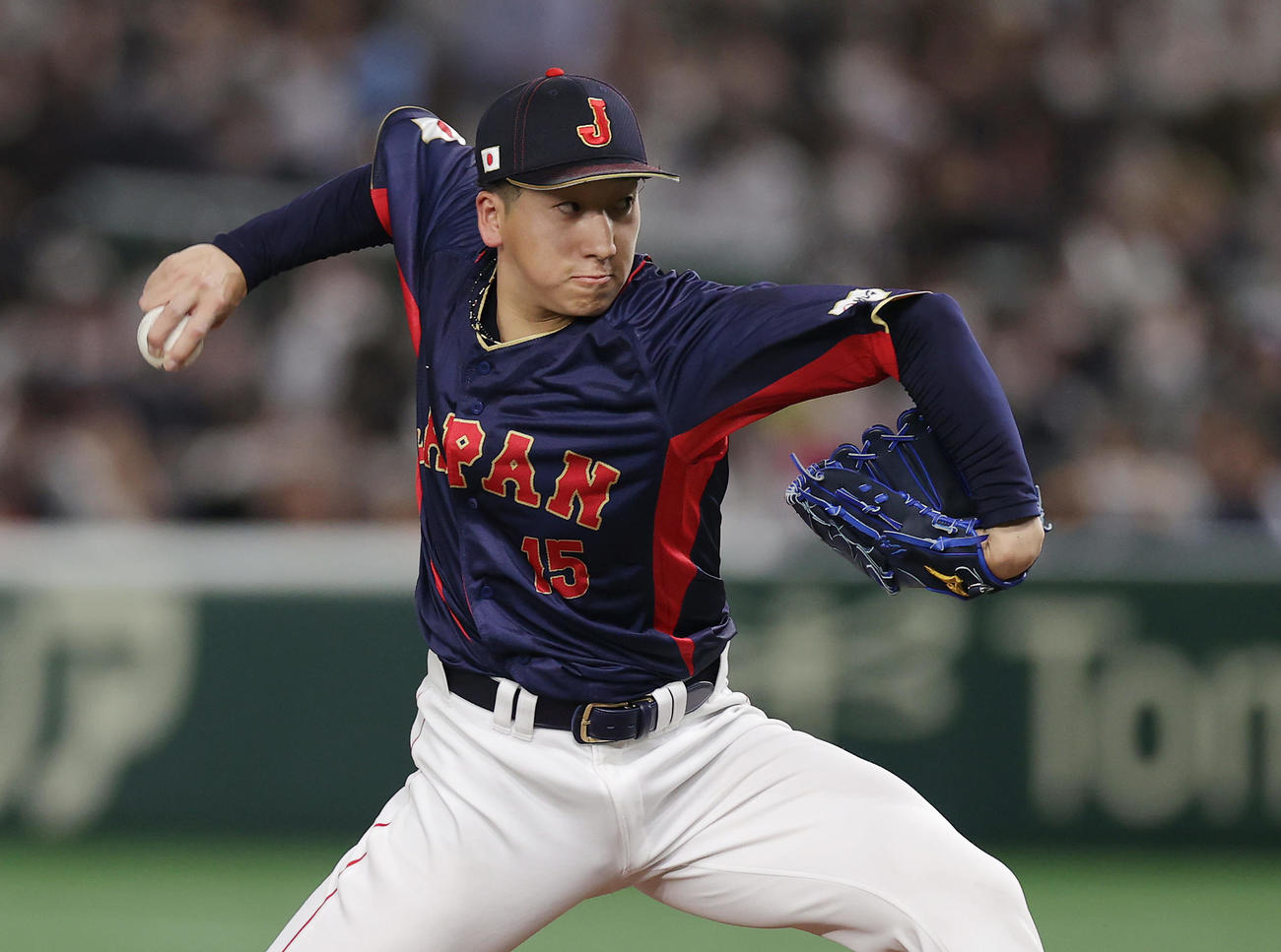 日本対オーストラリア　力投する日本3番手の大勢（撮影・前田充）