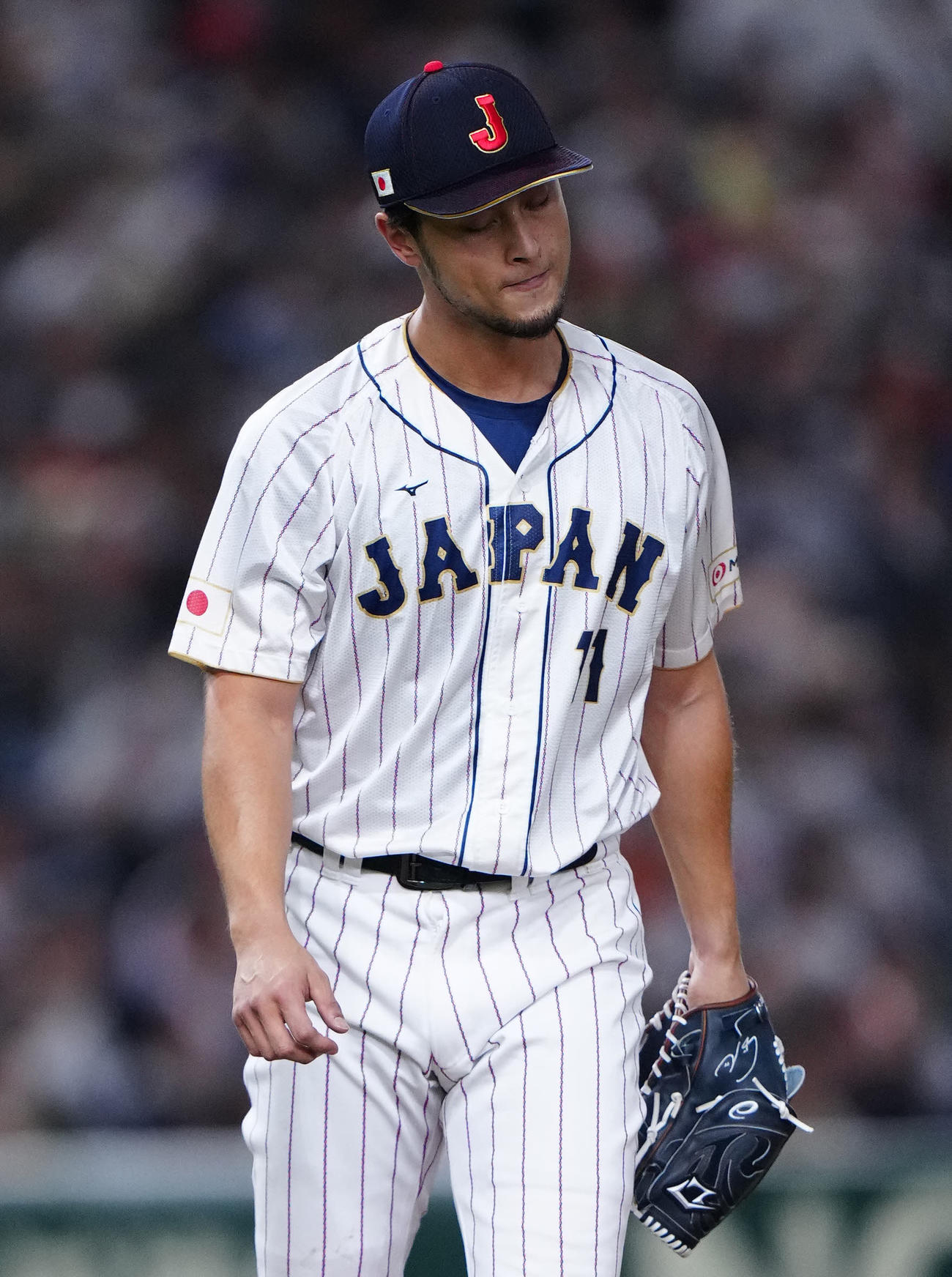 日本対イタリア　8回表イタリア1死、Do・フレッチャーにソロ本塁打を浴びるダルビッシュ（撮影・江口和貴）