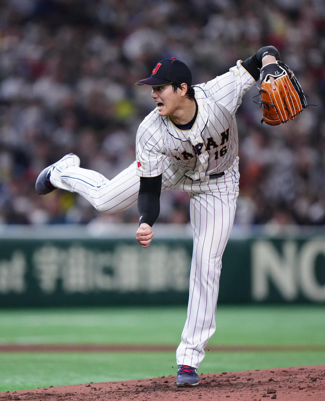 日本対イタリア　力投する先発の大谷（撮影・江口和貴）