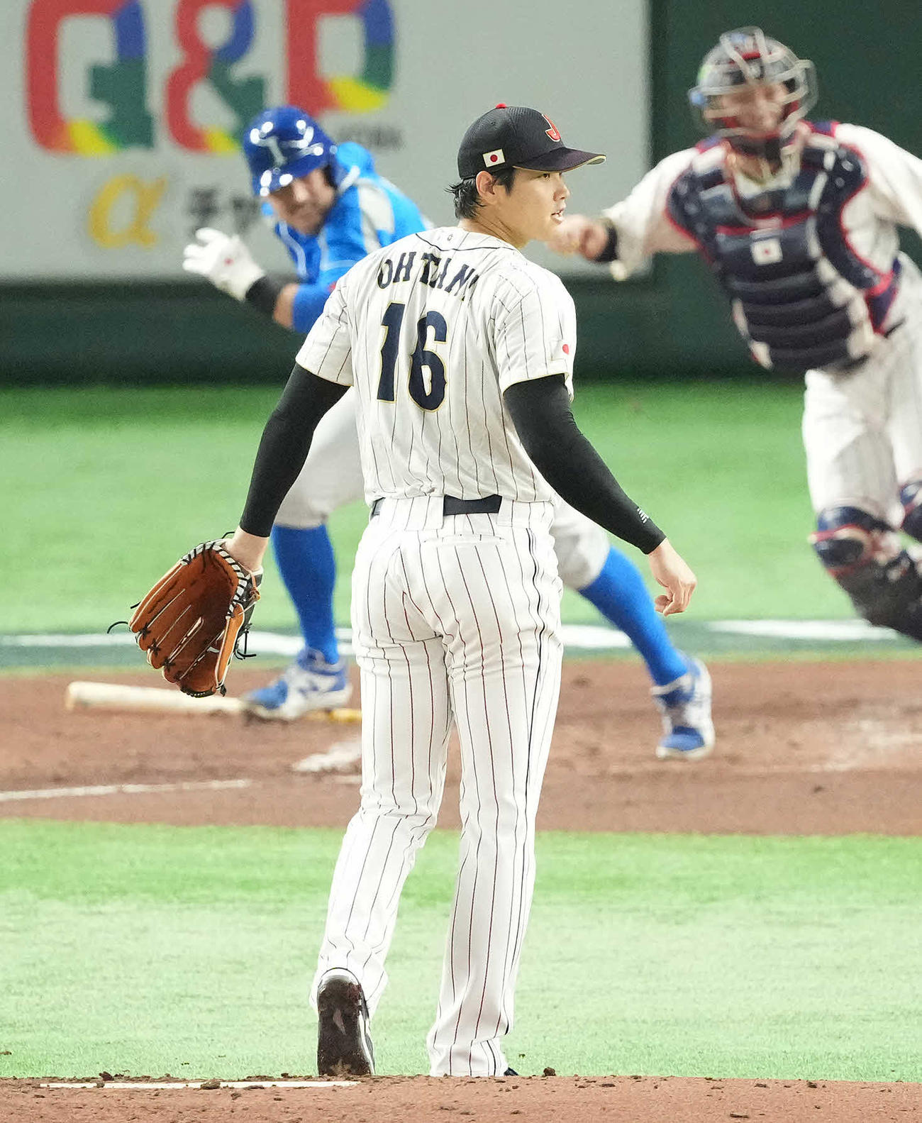 日本対イタリア　3回表イタリア1死、Da・フレッチャーを三ゴロに仕留める大谷（撮影・鈴木みどり）