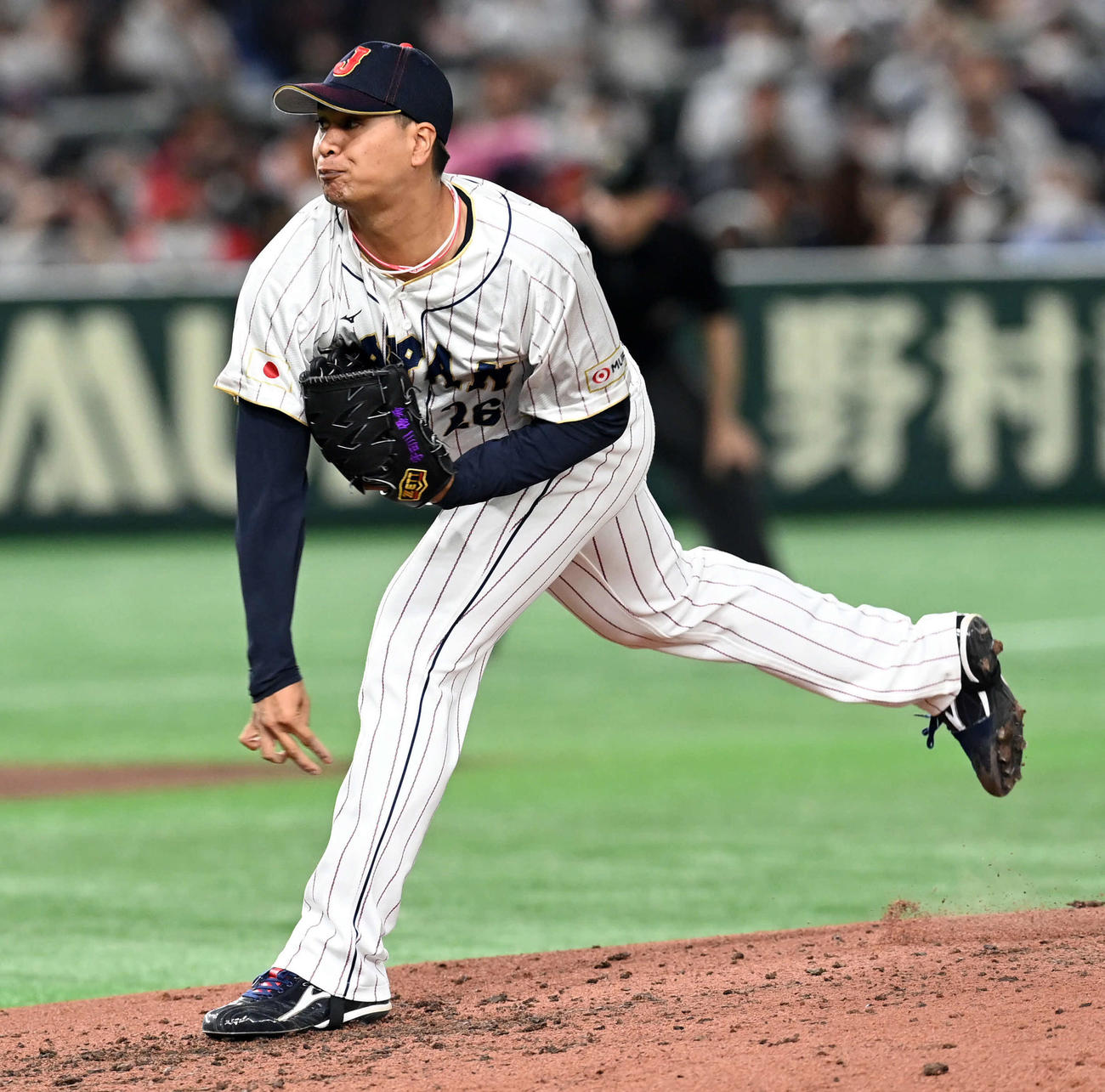 日本対チェコ　4回途中からマウンドに上がった宇田川優希（23年3月11日撮影）