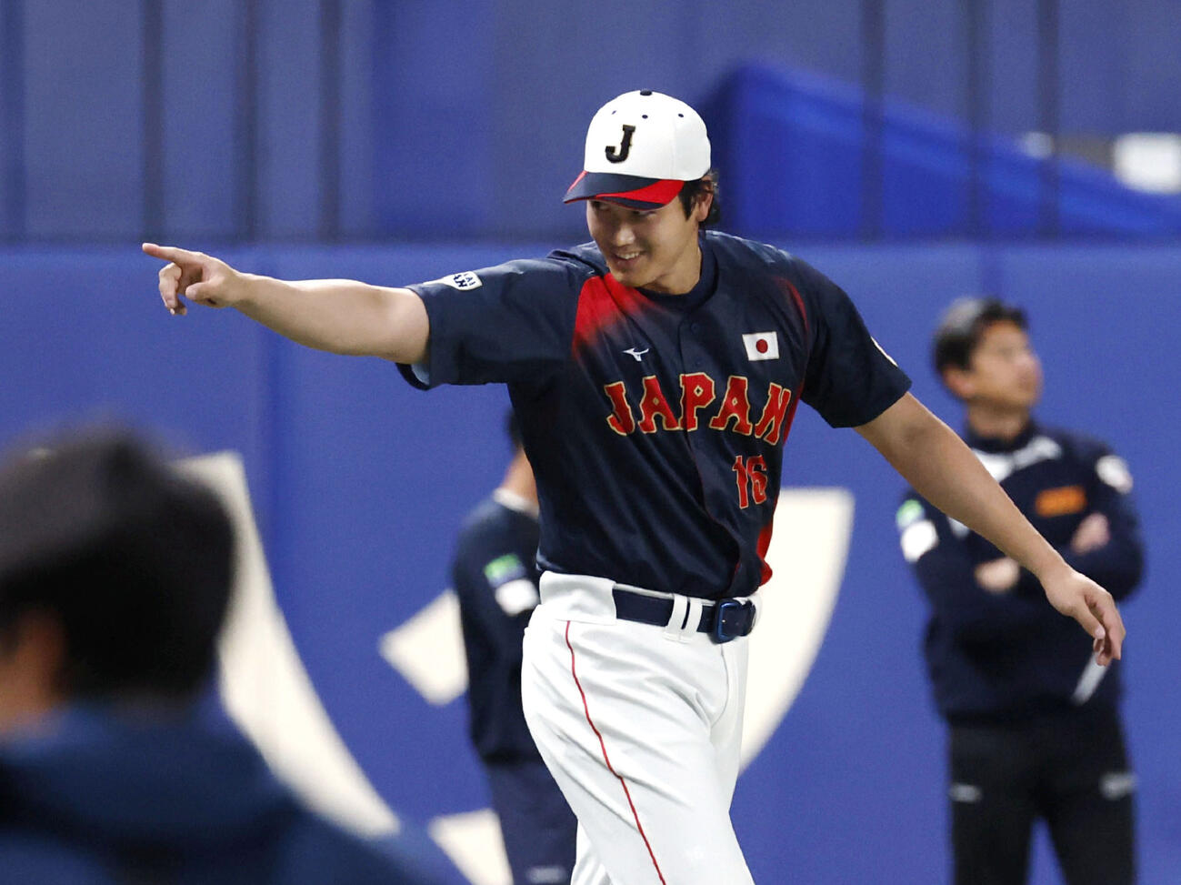 WBC日本代表に合流し、練習に参加した大谷＝バンテリンドーム（共同）