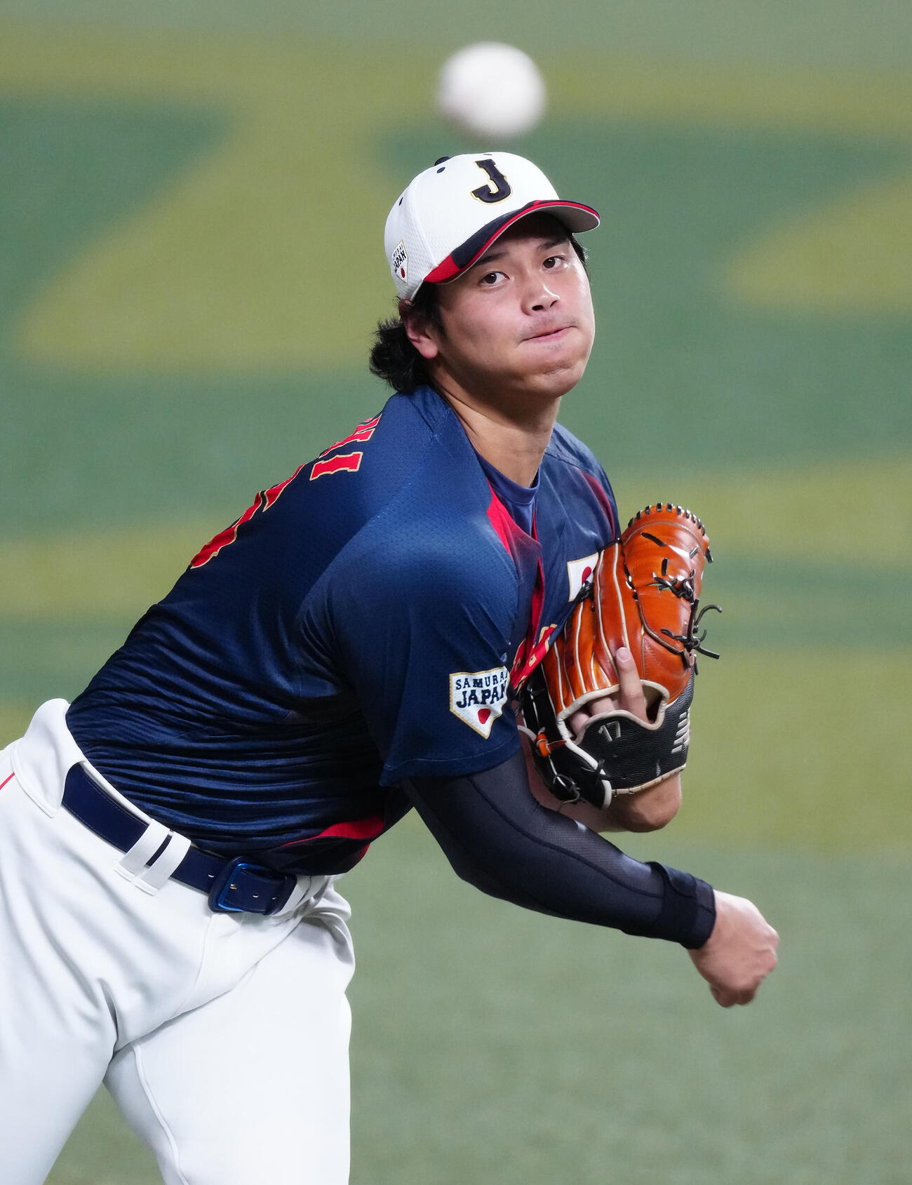 キャッチボールする大谷（撮影・垰建太）