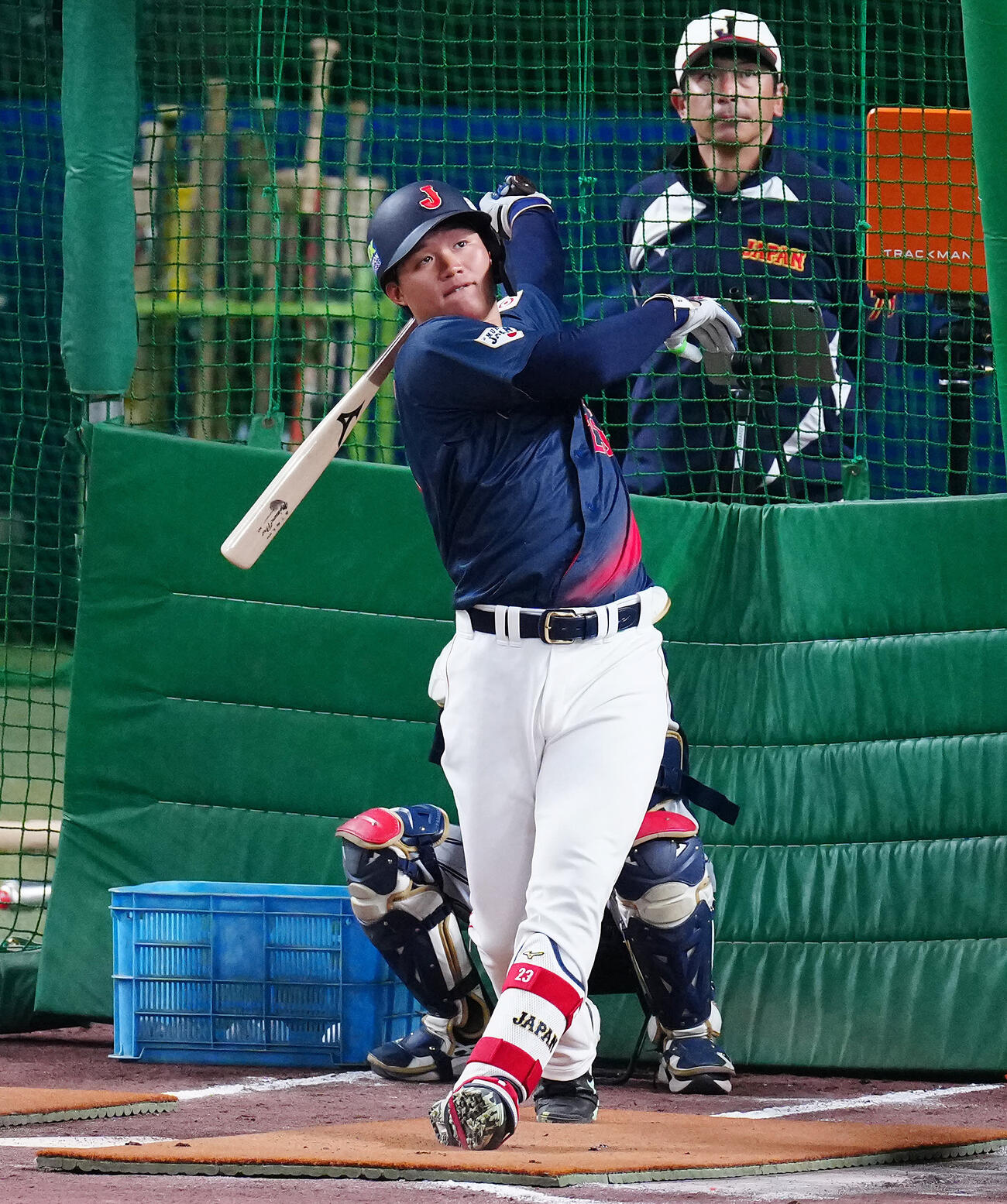 打撃練習に臨む森下（撮影・垰建太）