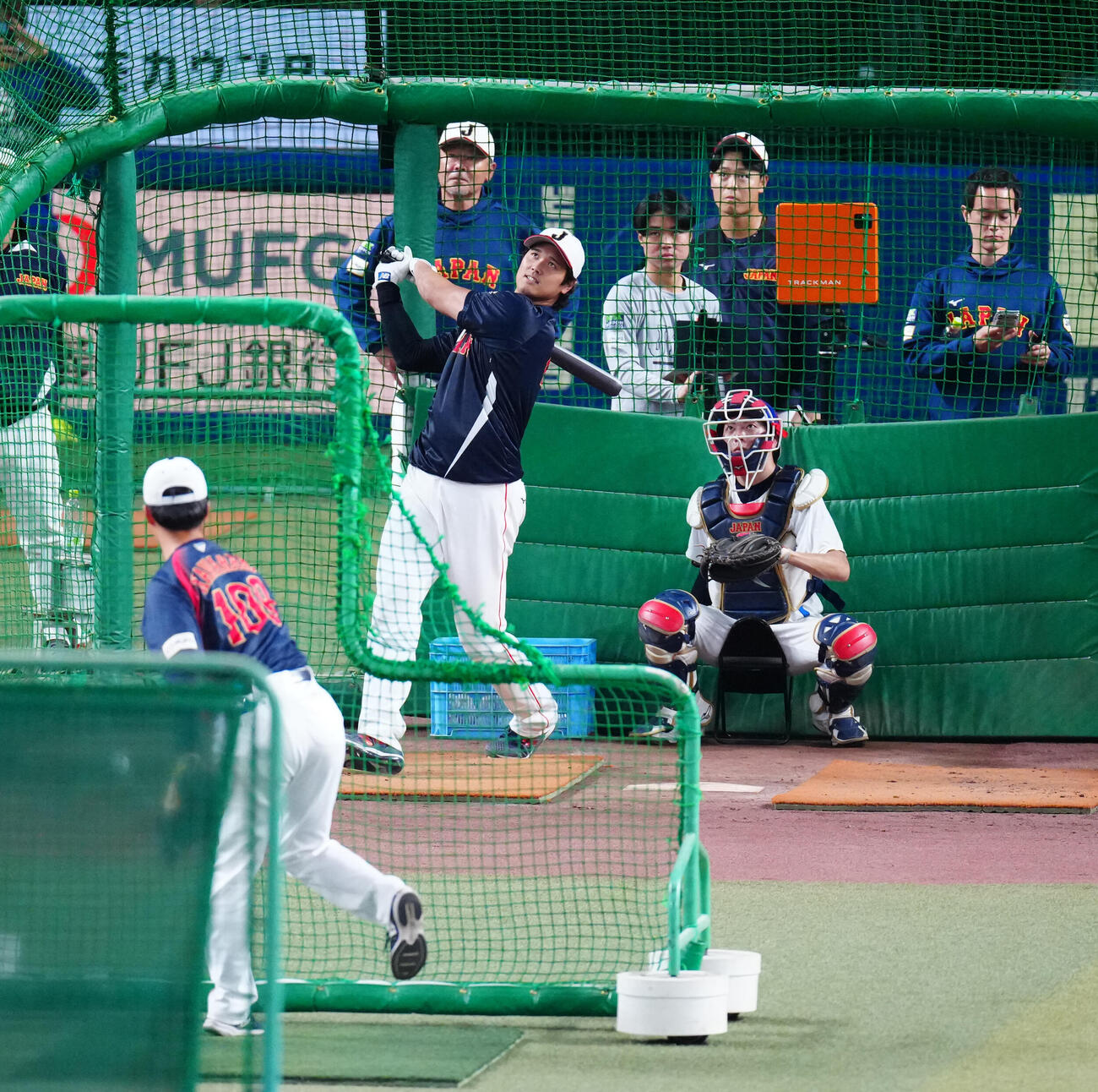 中日対日本　フリー打撃を行う大谷（撮影・垰建太）
