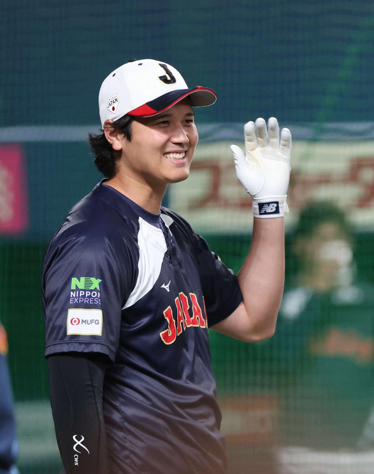 中日対日本　フリー打撃中に笑顔の大谷（撮影・西尾就之）