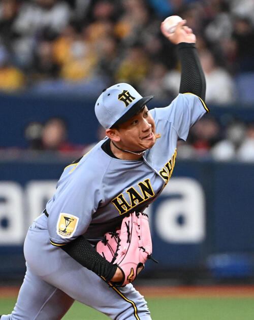 阪神対韓国　阪神2番手の伊原陵人（撮影・石井愛子）