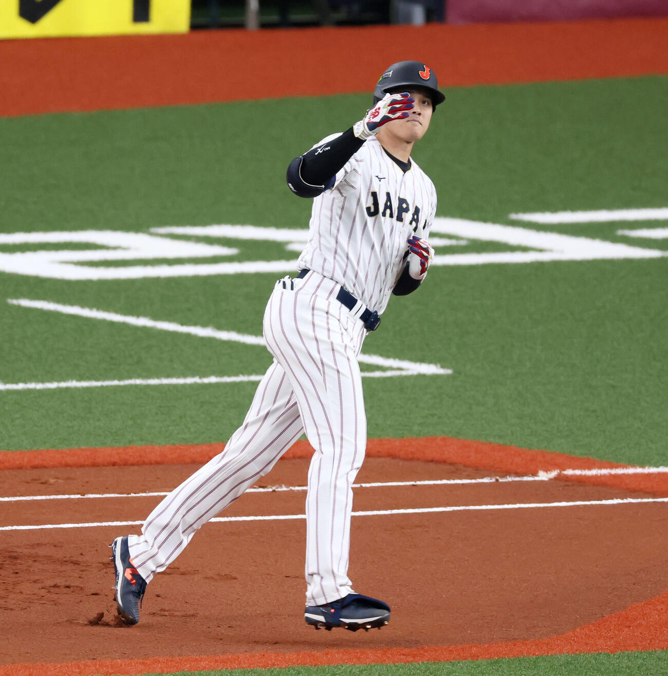 日本対オリックス　1回表日本1死、大谷は左飛を打ち上げる（撮影・加藤哉）