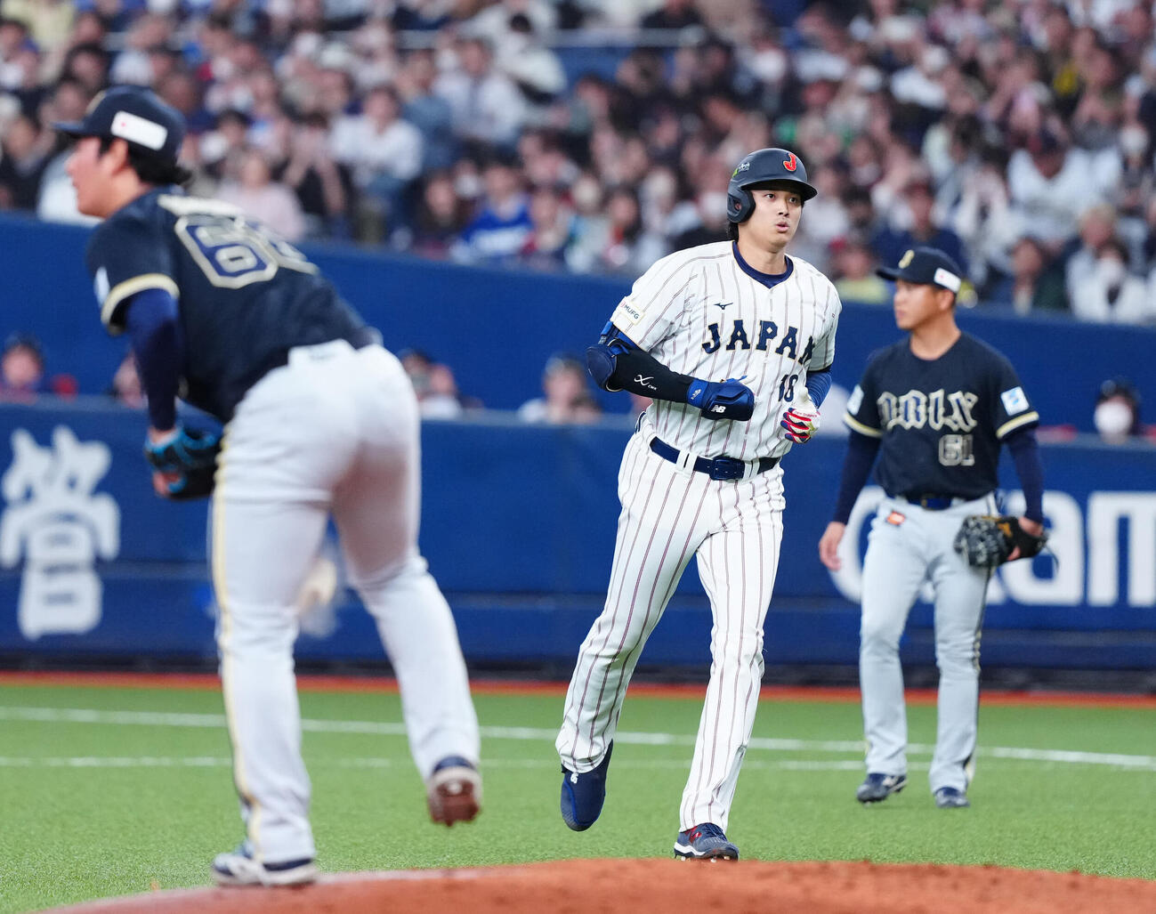 オリックス対日本　7回表日本無死、左飛に倒れた大谷（撮影・垰建太）