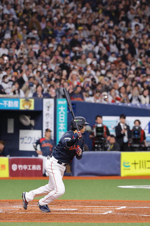 阪神対日本　2回表日本1死二塁、大谷は二ゴロに倒れる（撮影・上田博志）