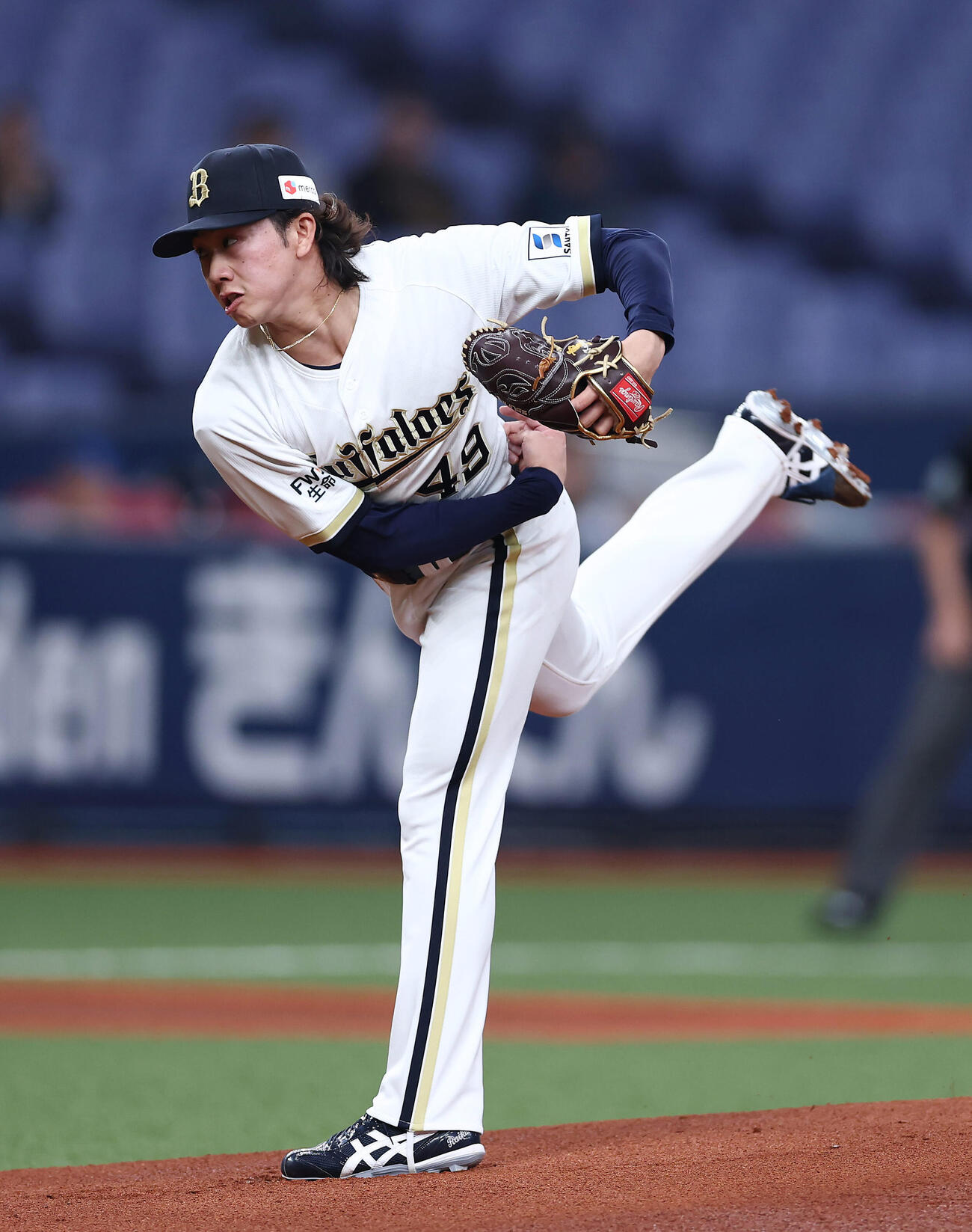 オリックス対韓国　力投するオリックス先発の片山（撮影・前田充）