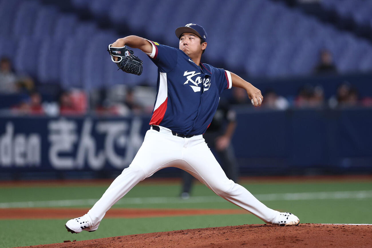 オリックス対韓国　韓国2番手の宋昇基（撮影・前田充）