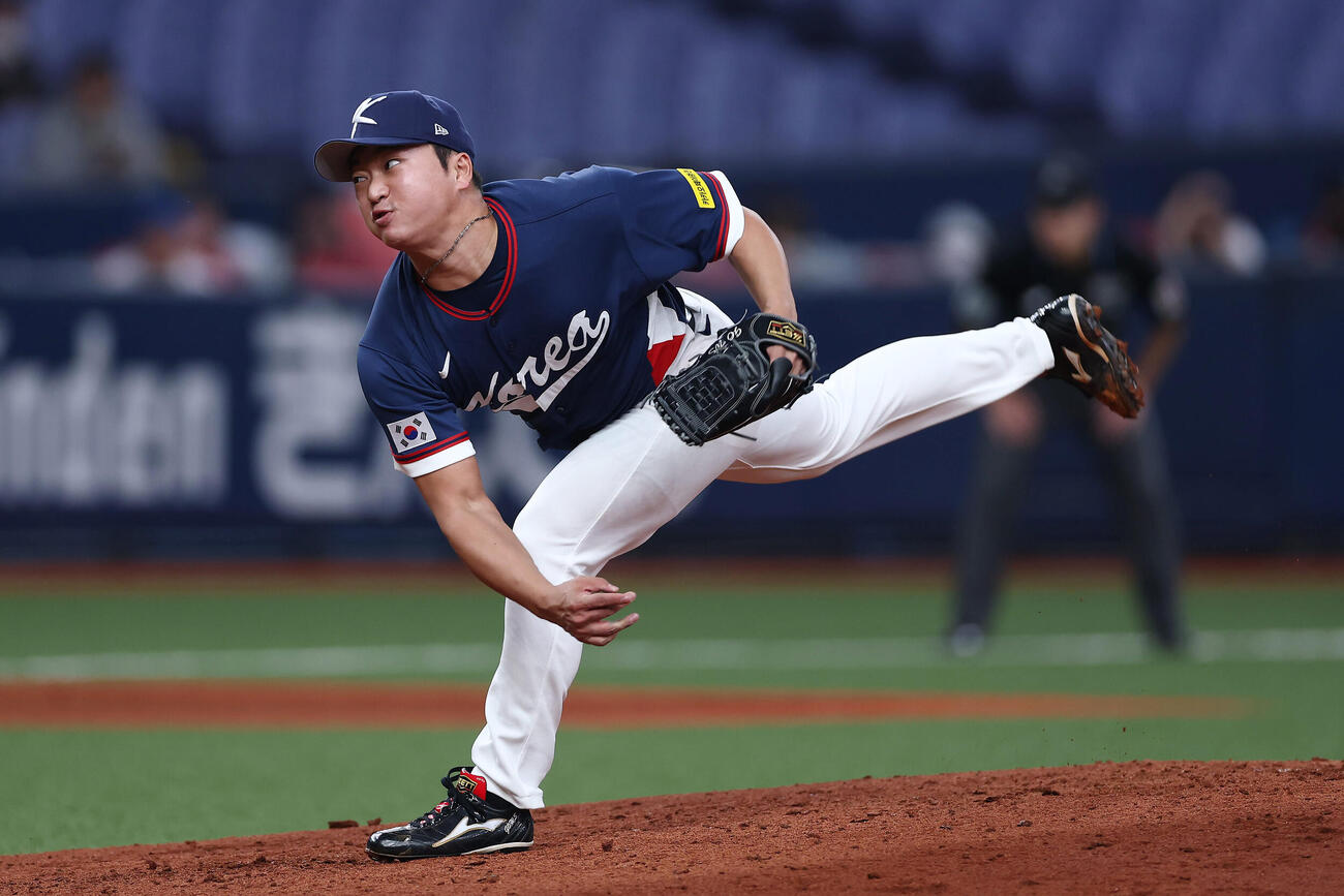 オリックス対韓国　韓国3番手の高祐錫（撮影・前田充）
