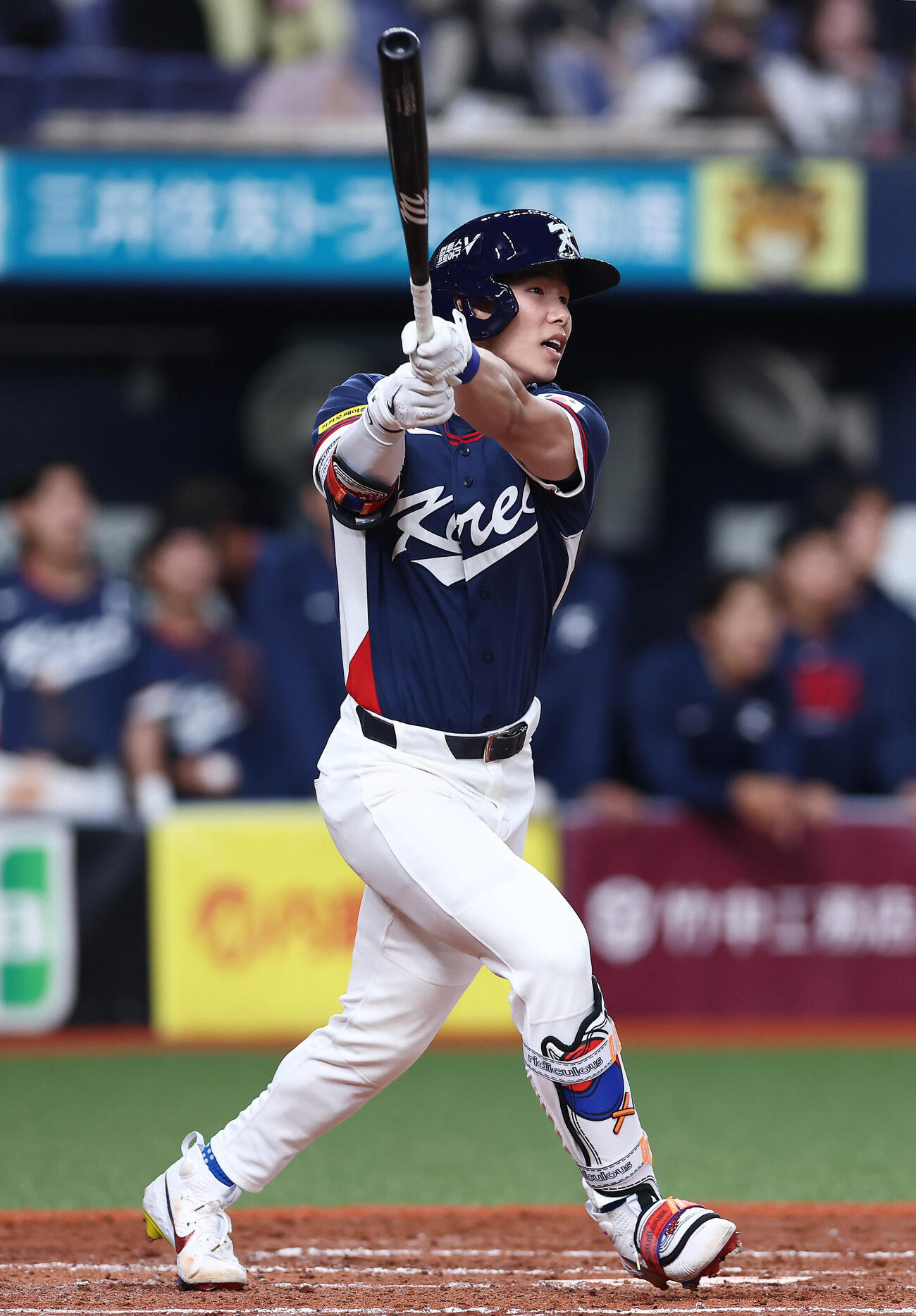 オリックス対韓国　5回表韓国1死、右前打を放つ金慧成（撮影・前田充）