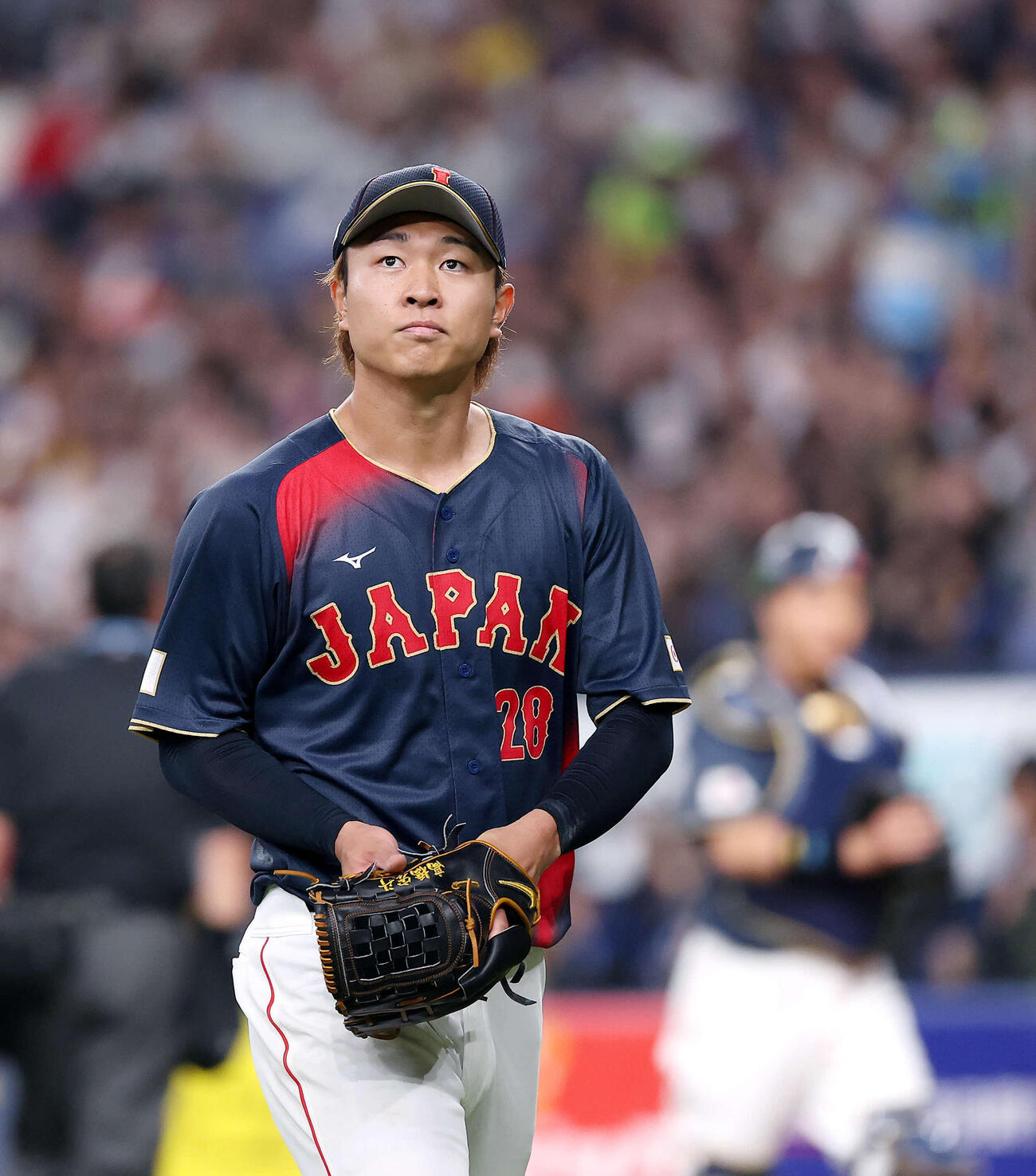 阪神対日本　1回裏を抑える高橋（撮影・河田真司）