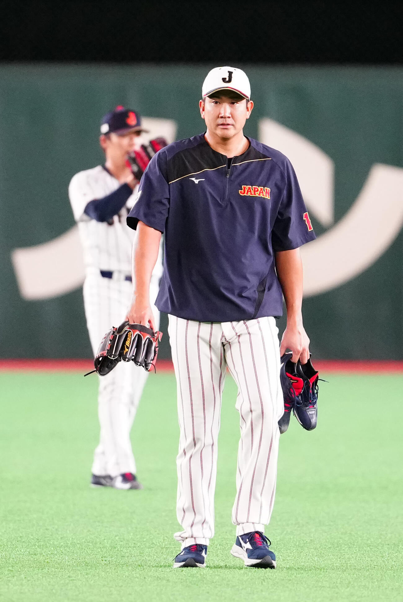 WBC公式練習を終え、引き揚げる菅野（撮影・江口和貴）