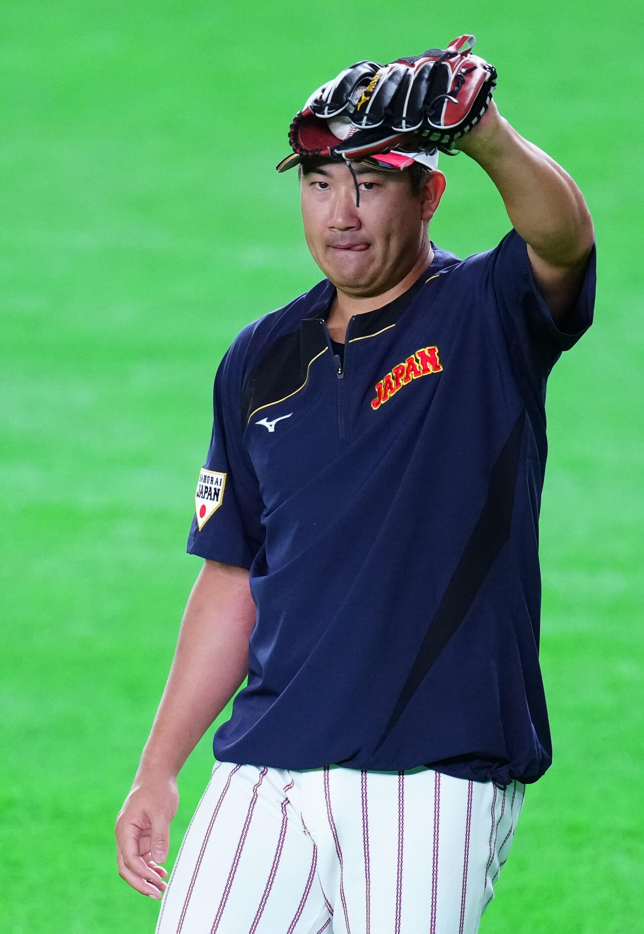 練習に臨む菅野（撮影・垰建太）
