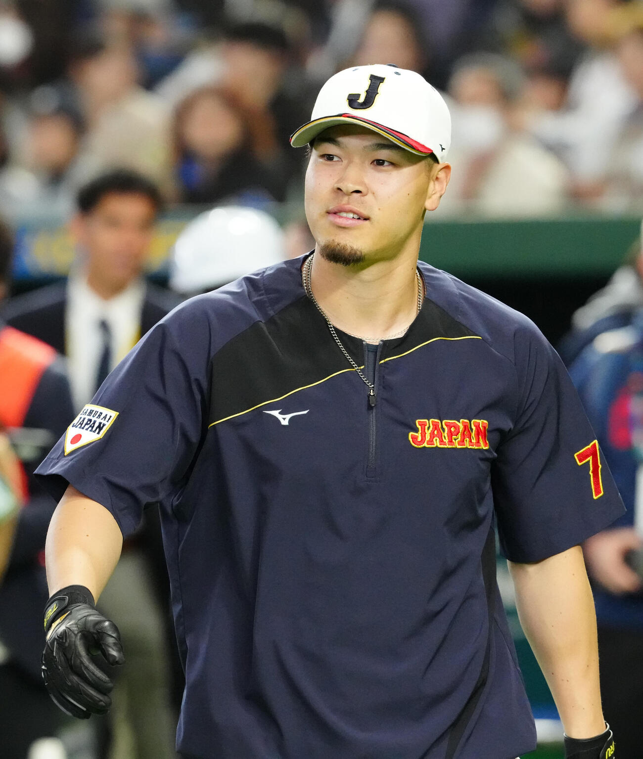WBC公式練習を行う佐藤（撮影・江口和貴）