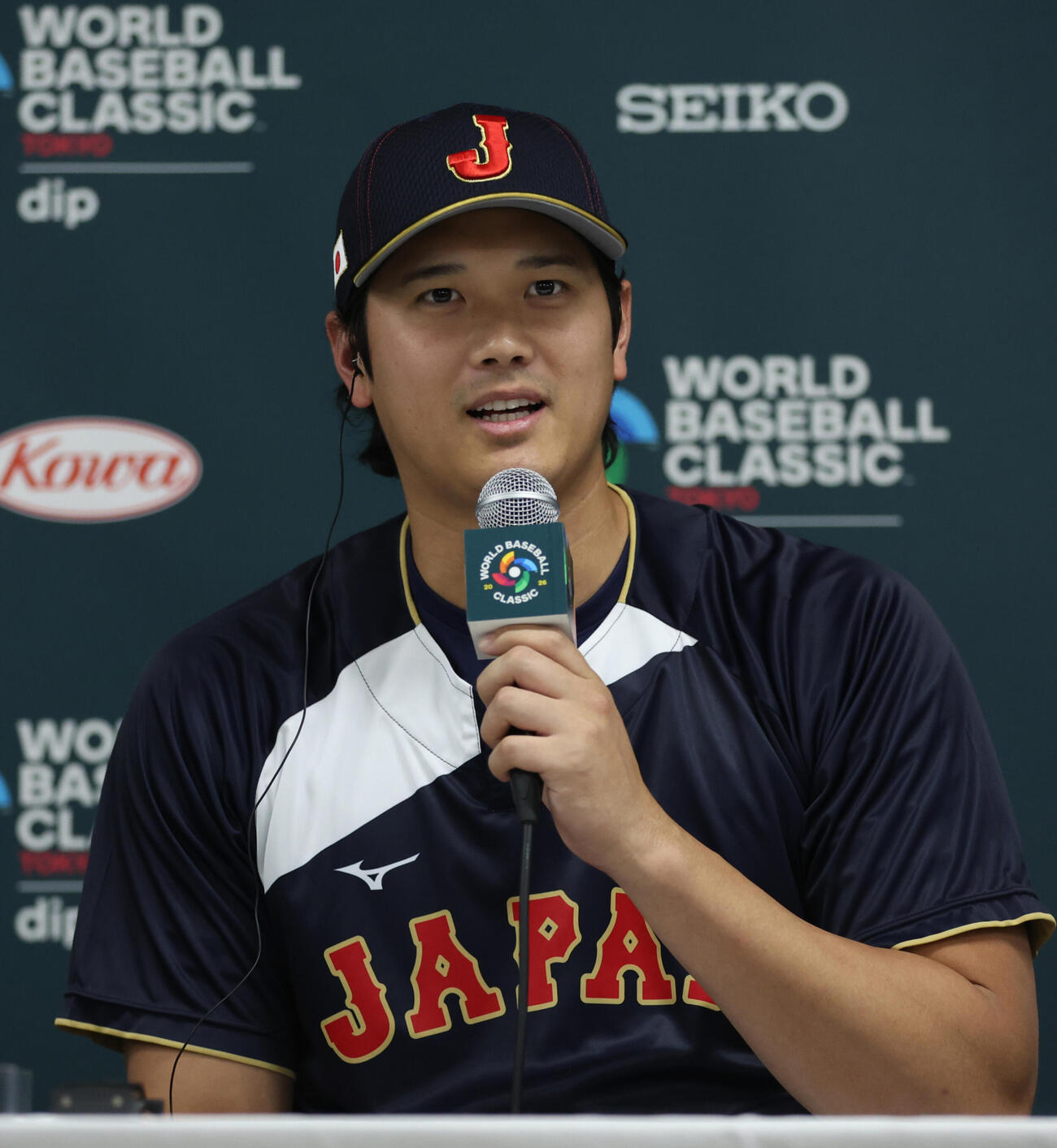 WBC記者会見に臨む日本代表の大谷（読売新聞社提供）
