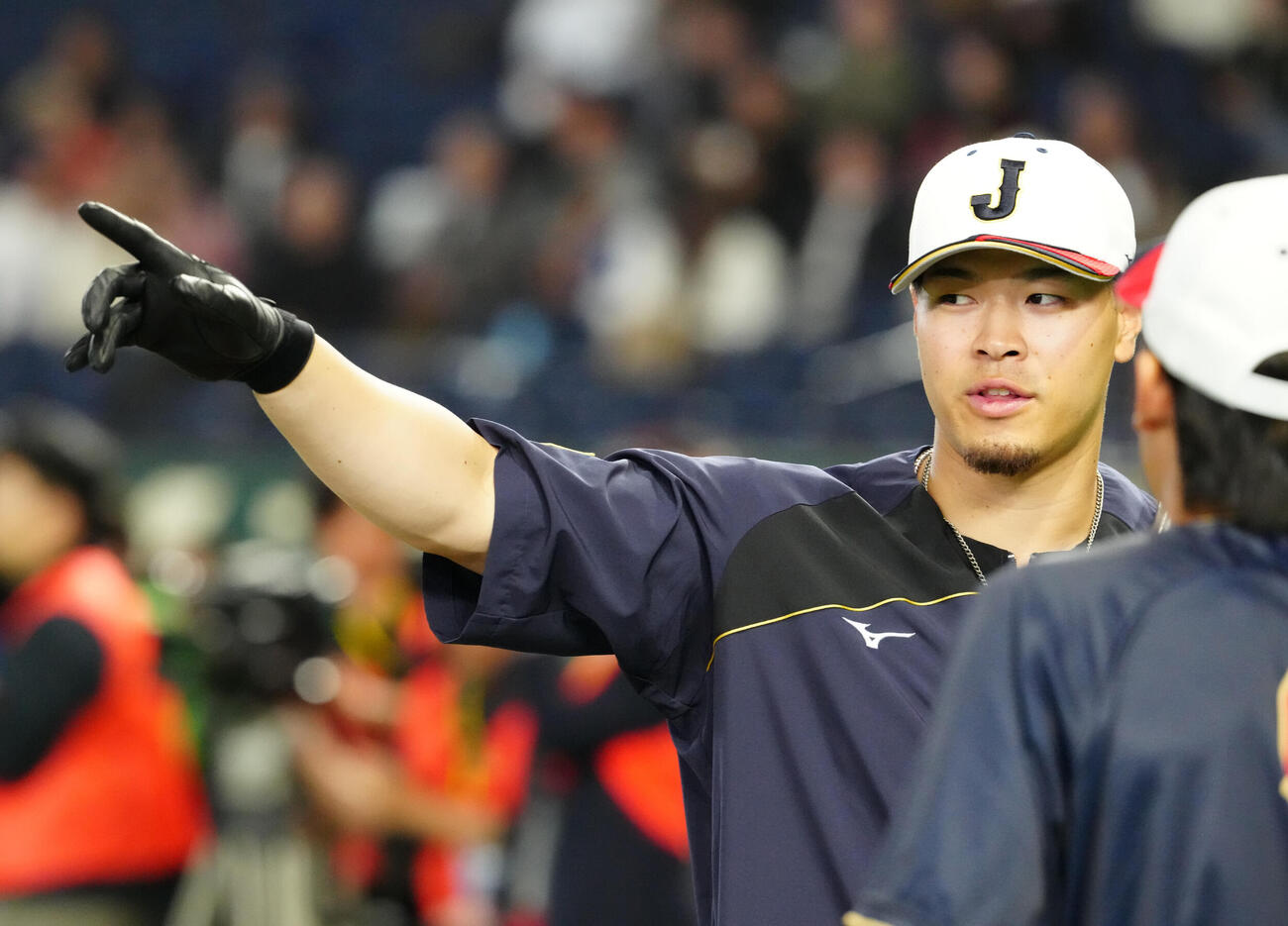 WBC公式練習を行う佐藤（撮影・江口和貴）