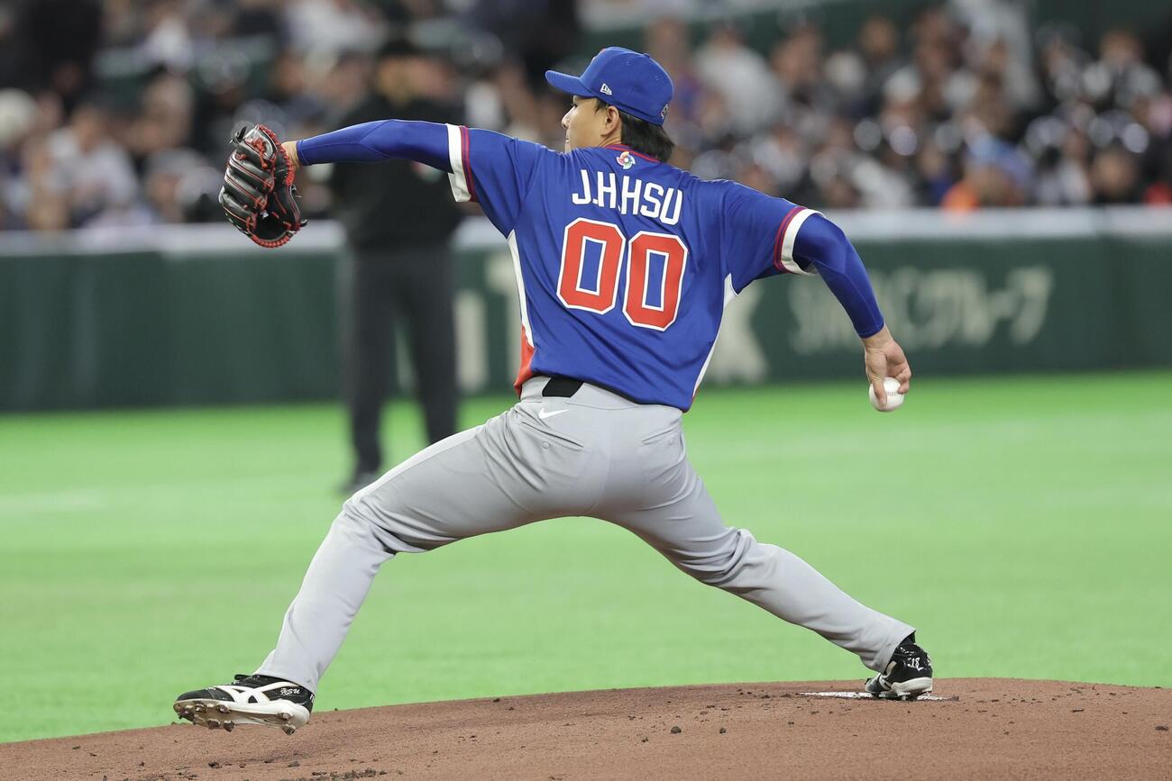 オーストラリア対台湾　台湾先発の徐若熙（撮影・河田真司）